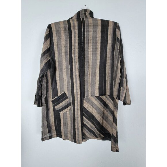 Terra Sj Apparel Womens Striped 3/4 Sleeve Button-Up Tunic Top Medium Pocket - Picture 2 of 8